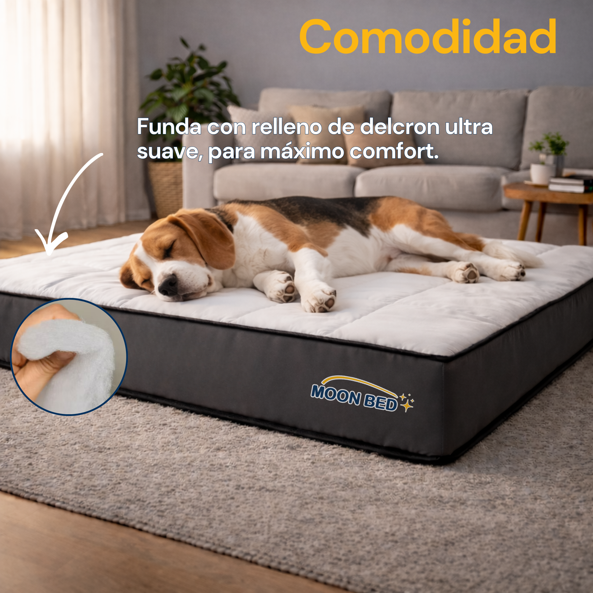 Cama Colchón Mediano Moon Bed Para Gatos Y Perros 90x70cm